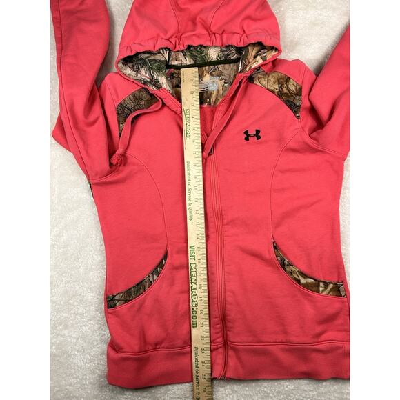 Under Armour Womens Sz XL Sweatshirt Full Zip Hoodie Pink Camo Semi Fitted - Picture 5 of 11